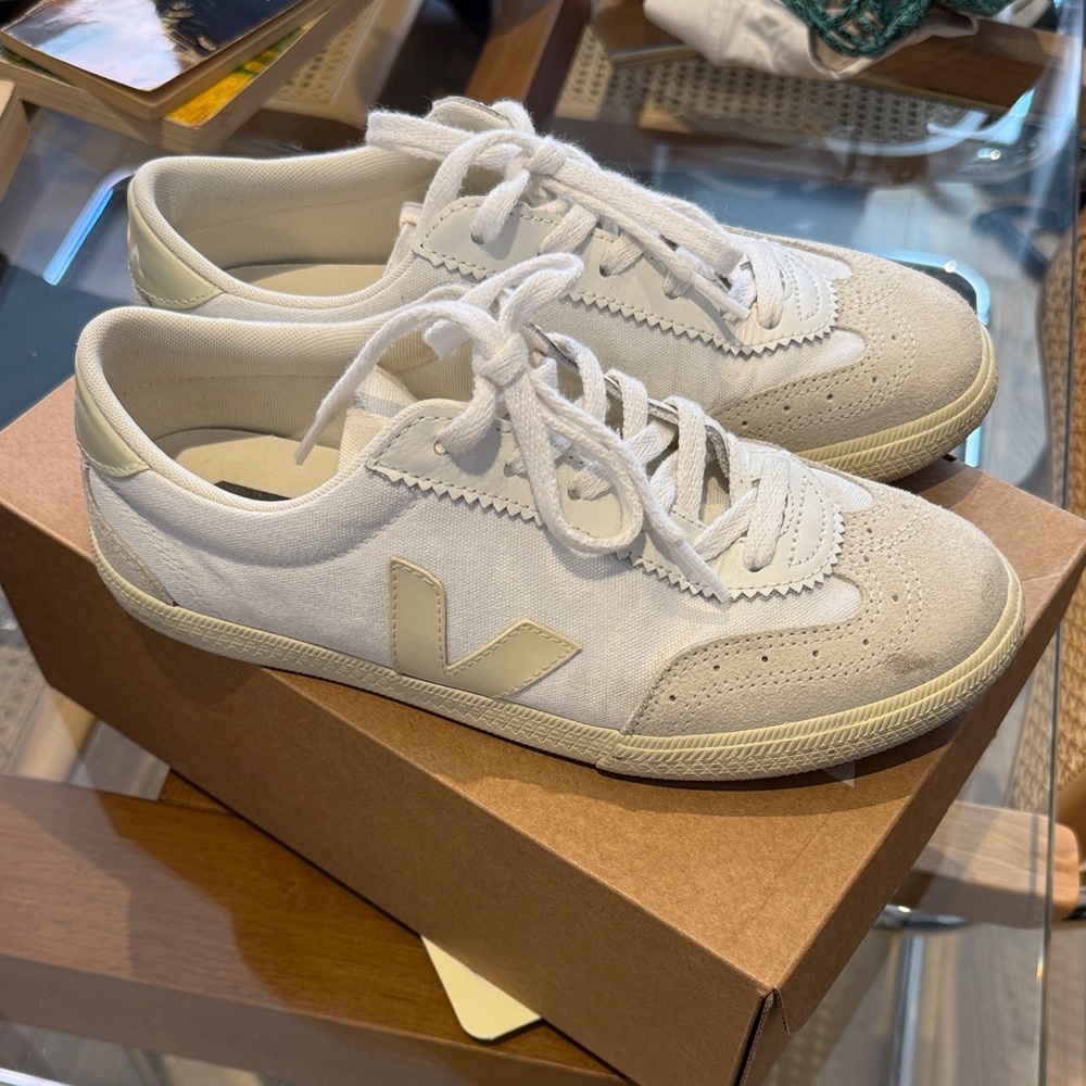 Veja White and Light Beige Campo Sneakers